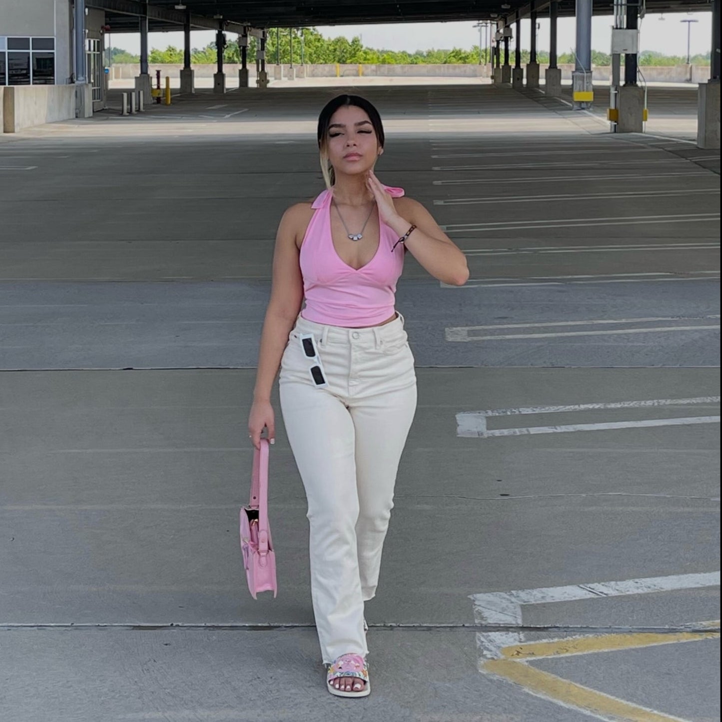 V-Neck Pink Crop Top