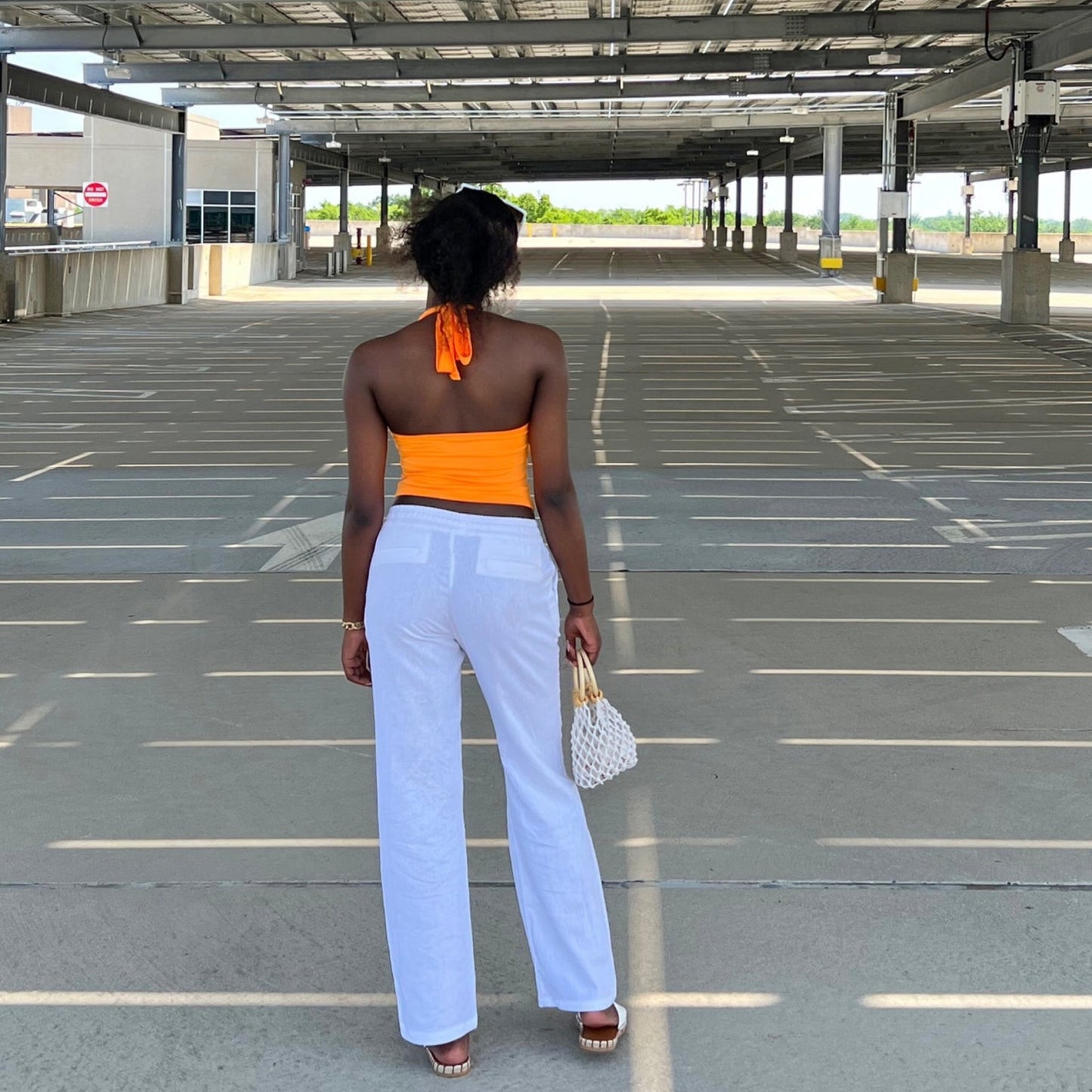 V-Neck Orange Crop Top